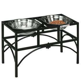 Elevated Dog Bowls, Double Stainless Steel Heavy Duty Dog Food Bowl Elevated Pet Feeding Station, 14" H