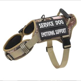 USLOCAL Tactical Service Dog Harness With Control Handle No Pulling Adjustable Reflective Pet Vest Harness Easy Walking Training (Option: Khaki-S)