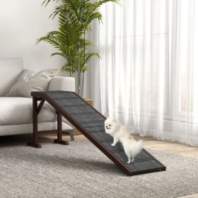 PawHut Dog Ramp For Bed, Pet Ramp For Dogs With Non-Slip Carpet And Top Platform, 74 X 16 X 25, Brown (Option: Brown)